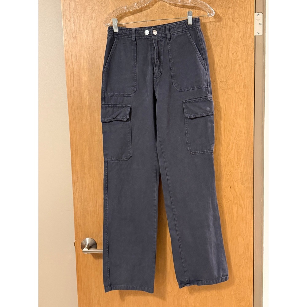 Zara Cargo Pants Womens 4 Black Washed Wide Leg Utility Pockets Y2K